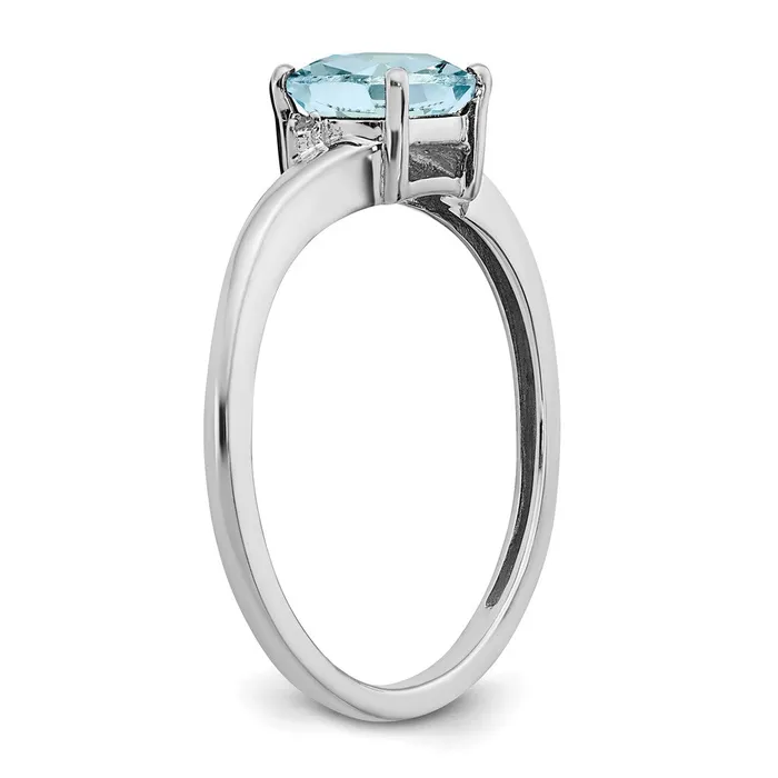 Goldia Rings Sterling Silver Aquamarine and Diamond Ring