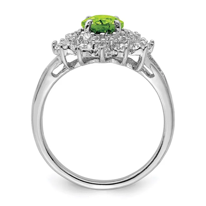 Goldia Rings Sterling Silver Rhodium Peridot u0026 Diamond Ring