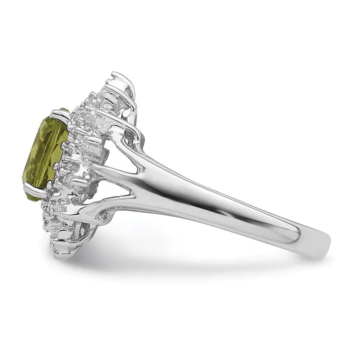 Goldia Rings Sterling Silver Rhodium Peridot u0026 Diamond Ring