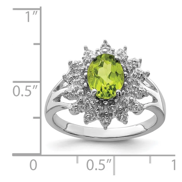 Goldia Rings Sterling Silver Rhodium Peridot u0026 Diamond Ring