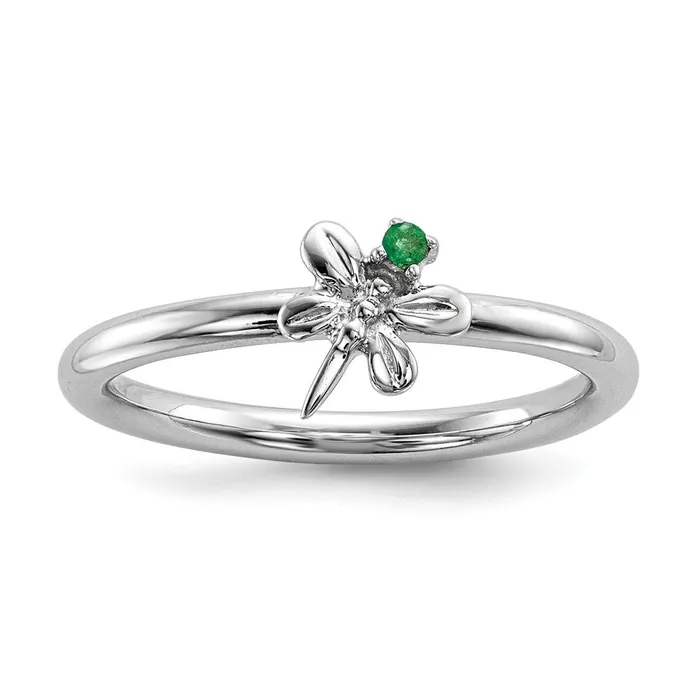 Goldia Rings Sterling Silver Rhodiumplate Set of 3 Sapphire Ruby Emerald Rings