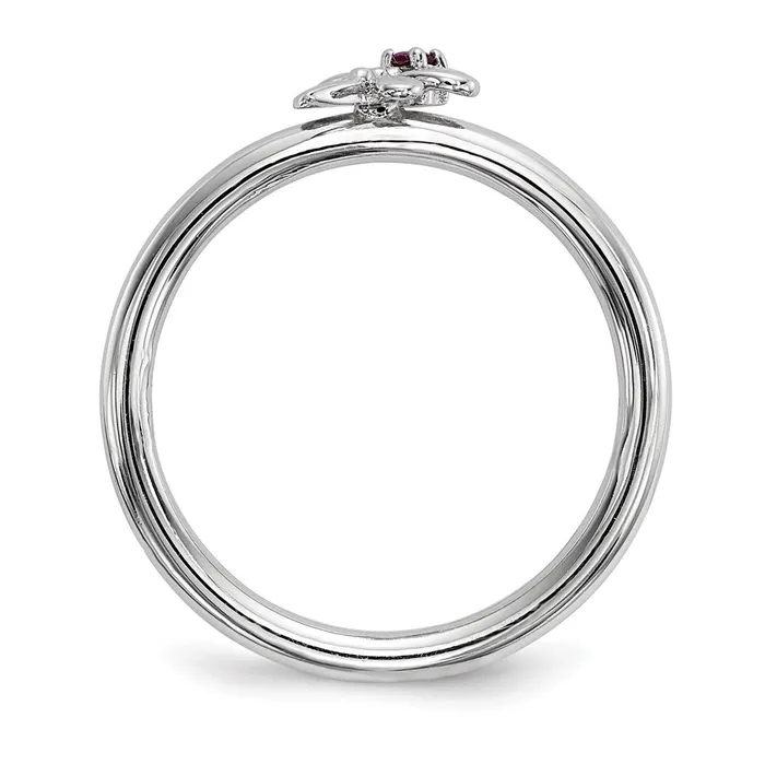 Goldia Rings Sterling Silver Rhodiumplate Set of 3 Sapphire Ruby Emerald Rings