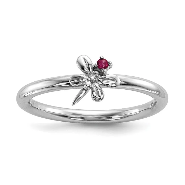 Goldia Rings Sterling Silver Rhodiumplate Set of 3 Sapphire Ruby Emerald Rings