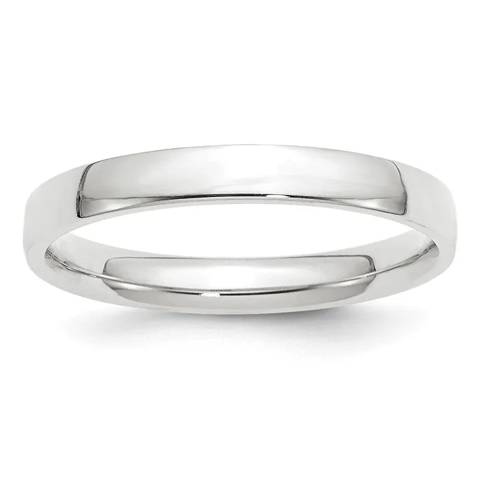 Goldia Solid 10K White Gold 3mm Light Weight Comfort Fit MensWomens Wedding Band Ring Size 105 Rings
