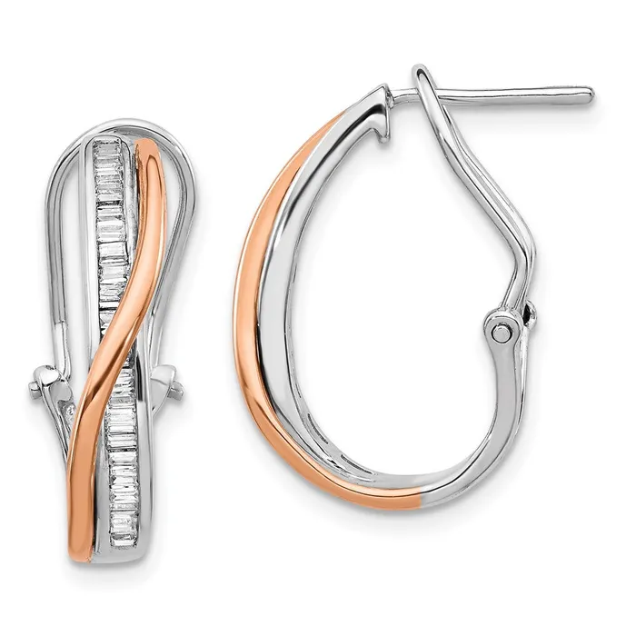 Goldia Solid 14k Twotone Rose and White Gold Simulated CZ Fancy Earrings Earrings