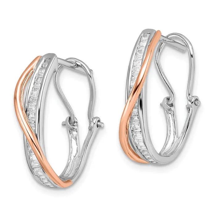 Goldia Solid 14k Twotone Rose and White Gold Simulated CZ Fancy Earrings Earrings Goldia Solid 14k Twotone Rose and White Gold Simulated CZ Fancy Earrings Earrings