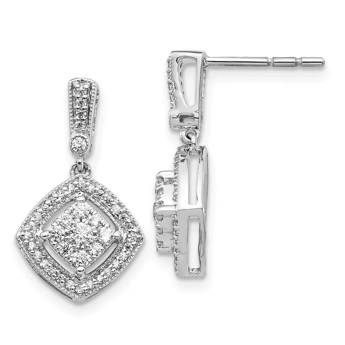 Goldia Solid 14k White Gold 12Ct Simulated CZ Post Earrings Earrings