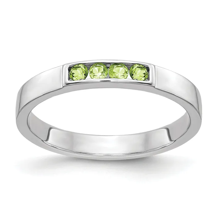 Goldia Solid 14k White Gold 4stone Simulated Peridot Band Rings