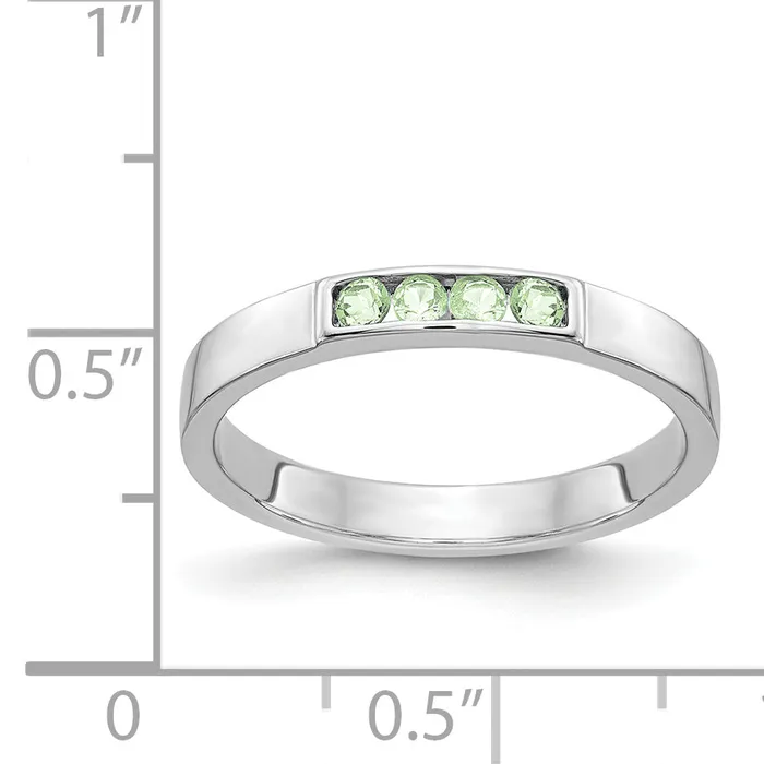 Goldia Solid 14k White Gold 4stone Simulated Peridot Band Rings