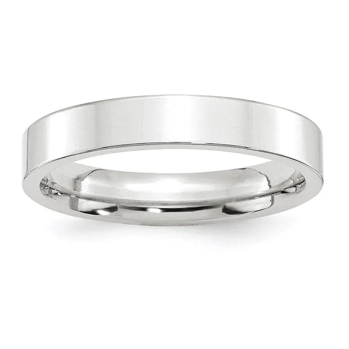 Goldia Solid 14K White Gold 4mm Standard Flat Comfort Fit MensWomens Wedding Band Ring Size 105 Rings