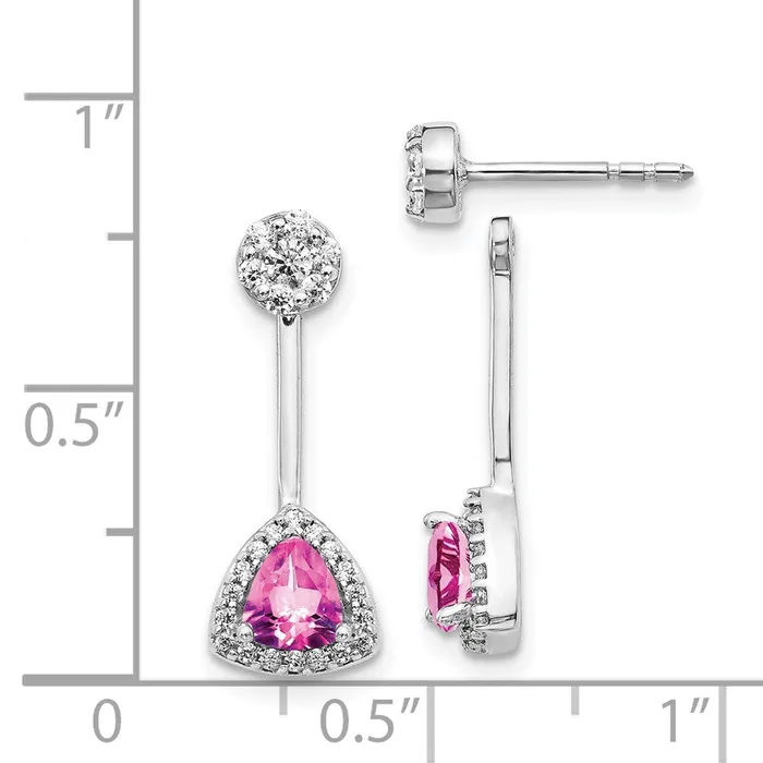Goldia Solid 14k White Gold Simulated CZ Created PinK Sapphire Earrings Earrings