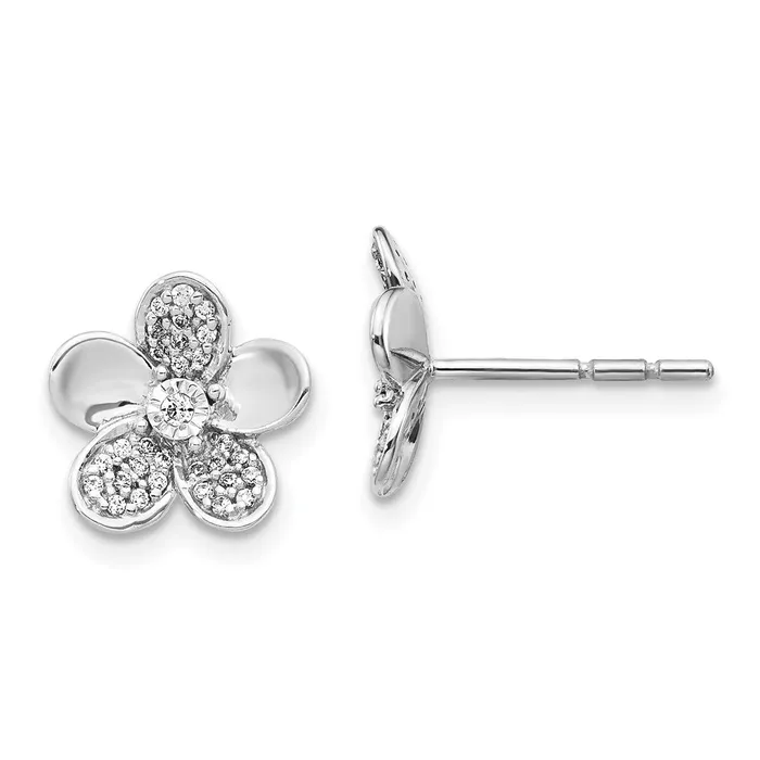 Goldia Solid 14k White Gold Simulated CZ Flower Earrings Earrings