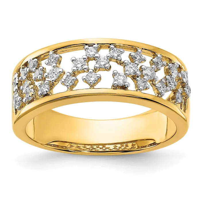 Goldia Solid 14k Yellow Gold Polished Simulated CZ Cluster Center Ring Rings