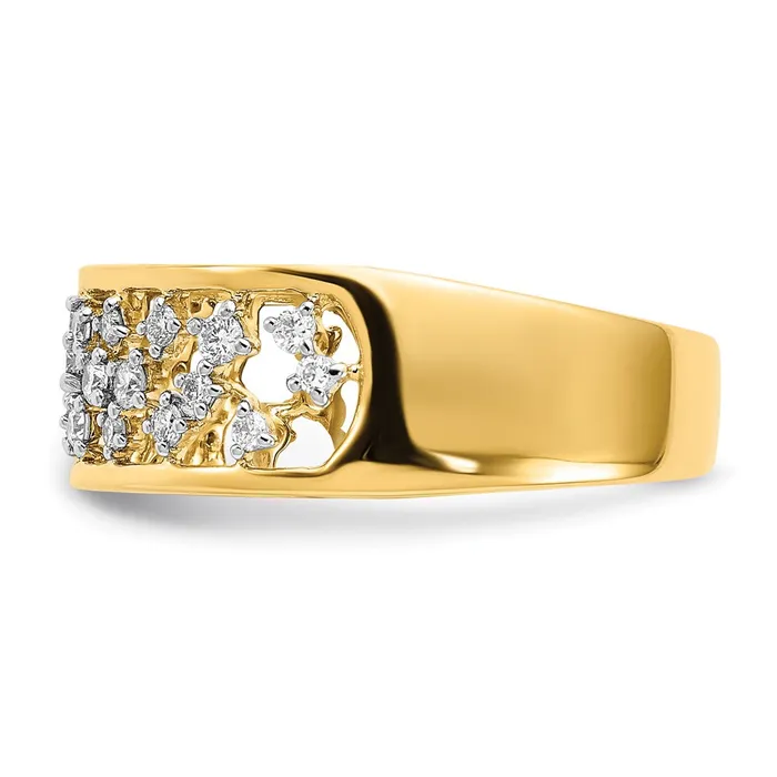 Goldia Solid 14k Yellow Gold Polished Simulated CZ Cluster Center Ring Rings