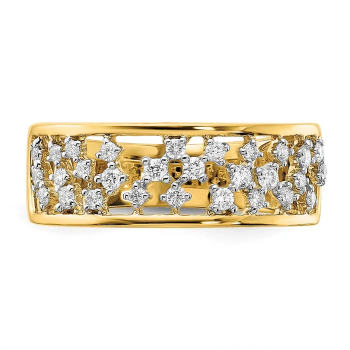 Goldia Solid 14k Yellow Gold Polished Simulated CZ Cluster Center Ring Rings