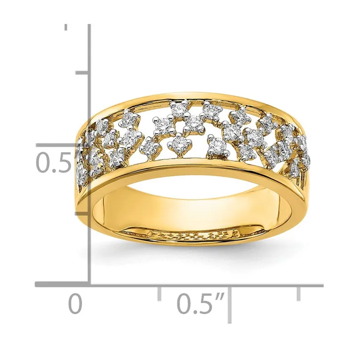 Goldia Solid 14k Yellow Gold Polished Simulated CZ Cluster Center Ring Rings