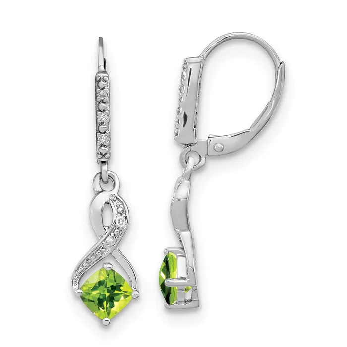 Goldia Sterling Silver Peridot and Real Diamond Earrings Earrings