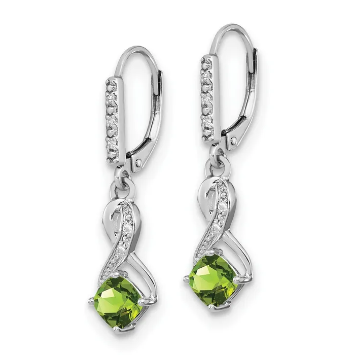 Goldia Sterling Silver Peridot and Real Diamond Earrings Earrings