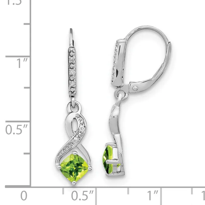 Goldia Sterling Silver Peridot and Real Diamond Earrings Earrings