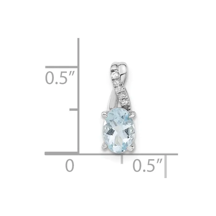 Goldia Sterling Silver Polished Oval Aquamarine CZ Chain Slide Pendant Necklaces