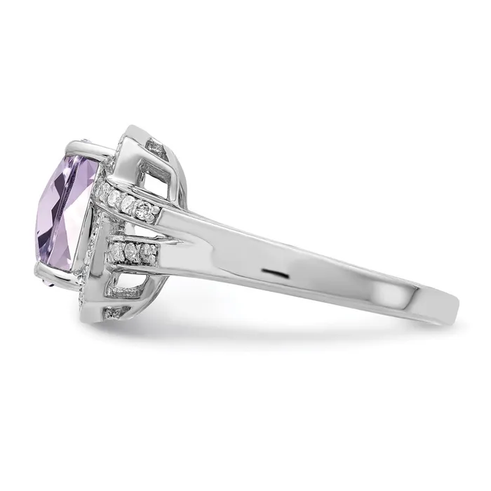 Goldia Sterling Silver Rhodium Diamond u0026 CheckerCut Pink Quartz Ring Rings