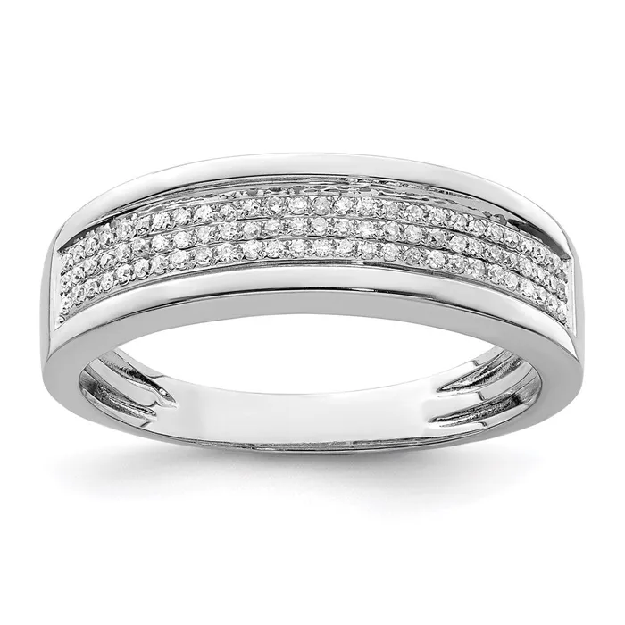 Goldia Sterling Silver Rhodium Plated Diamond Mens Band Rings