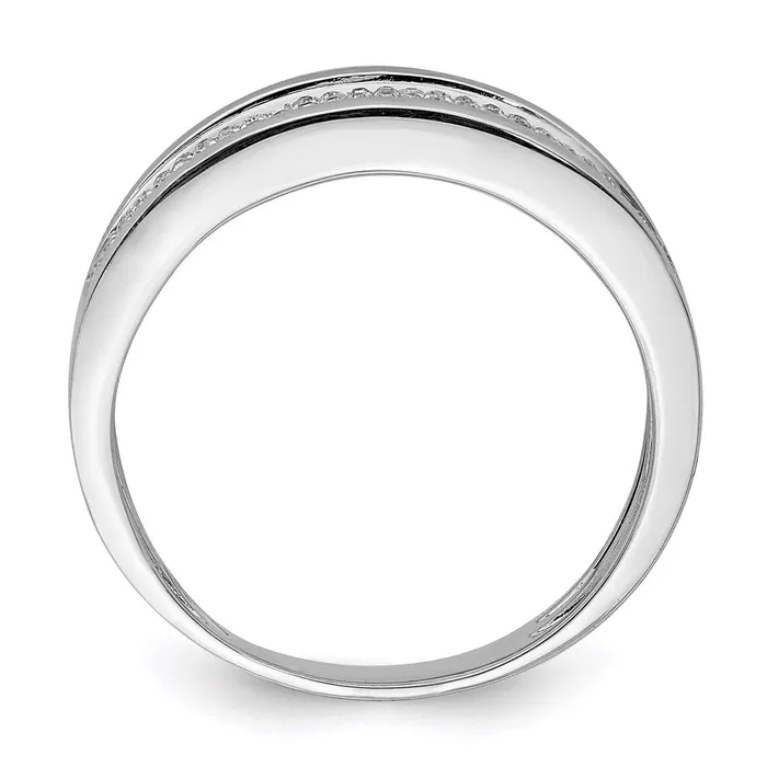 Goldia Sterling Silver Rhodium Plated Diamond Mens Band Rings