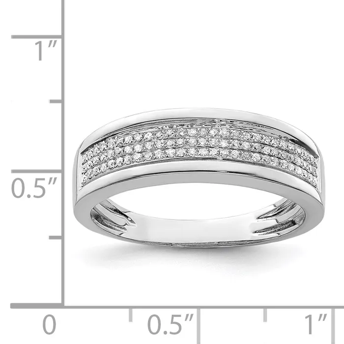 Goldia Sterling Silver Rhodium Plated Diamond Mens Band Rings