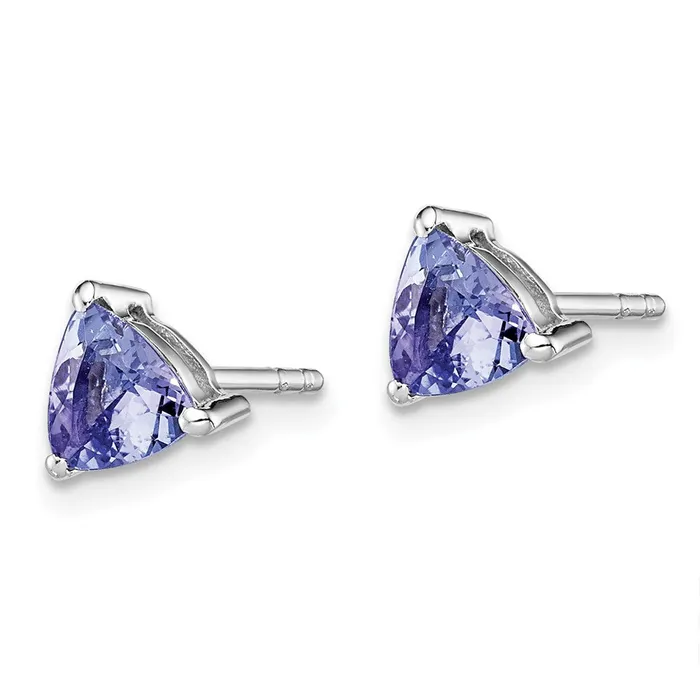 Goldia Sterling Silver Rhodiumplated Trillion Tanzanite Post Earrings Earrings