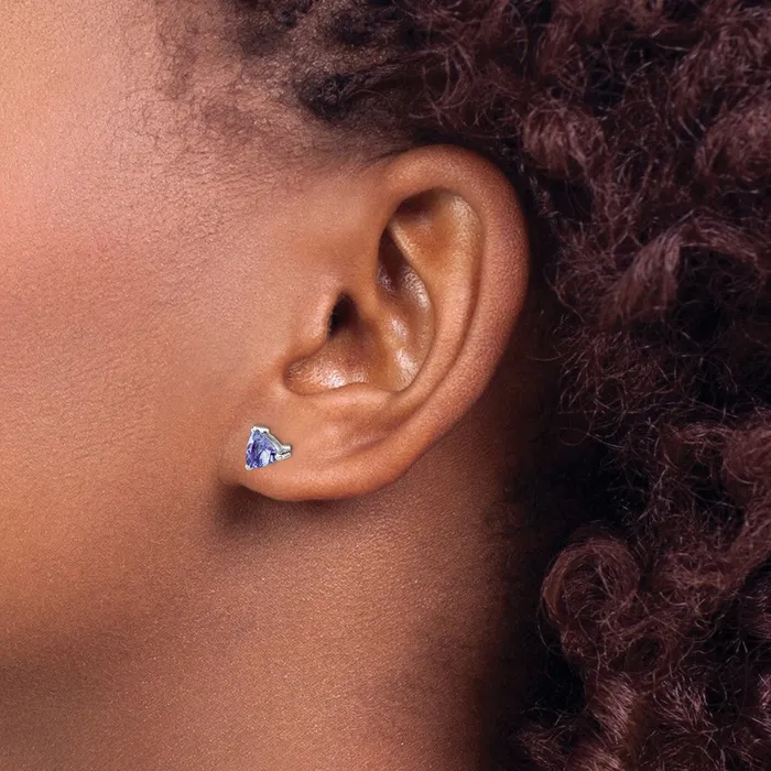 Goldia Sterling Silver Rhodiumplated Trillion Tanzanite Post Earrings Earrings