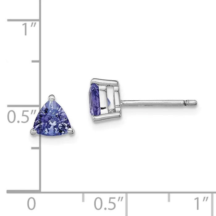 Goldia Sterling Silver Rhodiumplated Trillion Tanzanite Post Earrings Earrings