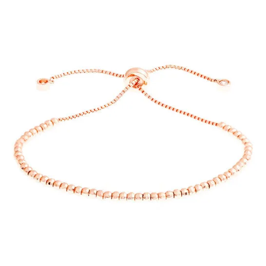 JMS always Bracelets Original Elegant Confetti Womens 18K Rose Gold Plated CZ Simulated Diamond Adjustable Bolo Beaded Bracelet JMS always Bracelets Original Elegant Confetti Womens 18K Rose Gold Plated CZ Simulated Diamond Adjustable Bolo Beaded Bracelet