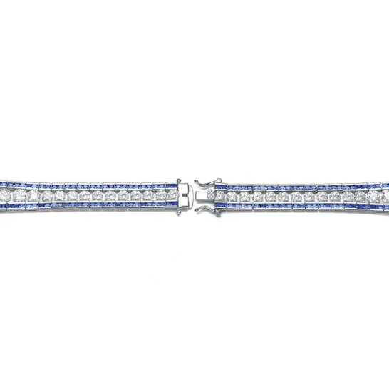JMS always Bracelets Original Megan Walford Classy Sterling Silver Princess Sapphire and Round Clear Cubic Zirconia Tennis Bracelet JMS always Bracelets Original Megan Walford Classy Sterling Silver Princess Sapphire and Round Clear Cubic Zirconia Tennis Bracelet