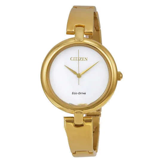JMS always Earrings Original Citizen Silhouette Bangle EcoDrive GoldTone Stainless Steel Ladies Watch EM022282A JMS always Earrings Original Citizen Silhouette Bangle EcoDrive GoldTone Stainless Steel Ladies Watch EM022282A