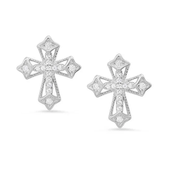 JMS always Earrings Original Kylie Harper Sterling Silver Vintage Cubic Zirconia CZ Cross Stud Earrings JMS always Earrings Original Kylie Harper Sterling Silver Vintage Cubic Zirconia CZ Cross Stud Earrings