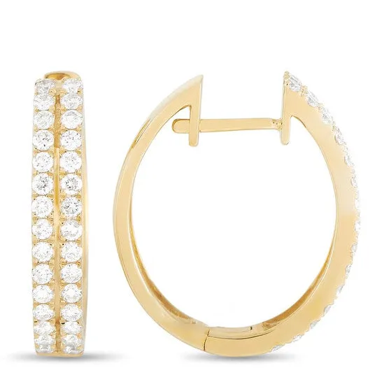 JMS always Earrings Original LB Exclusive 14K Yellow Gold 100 ct Diamond Hoop Earrings JMS always Earrings Original LB Exclusive 14K Yellow Gold 100 ct Diamond Hoop Earrings