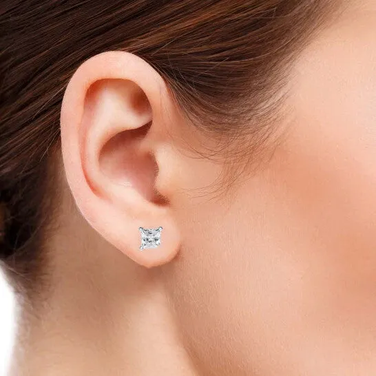 JMS always Earrings Original Maulijewels 075 Carat Natural Princess Cut Diamond GH SI1SI2 Women Stud Earrings In 14K Solid White Gold With Secure Push Back JMS always Earrings Original Maulijewels 075 Carat Natural Princess Cut Diamond GH SI1SI2 Women Stud Earrings In 14K Solid White Gold With Secure Push Back