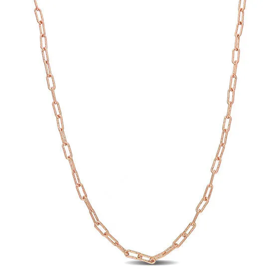 JMS always Necklaces Original AMOUR 35mm Fancy Paper Clip Chain Necklace In Rose Plated Sterling Silver 20 In