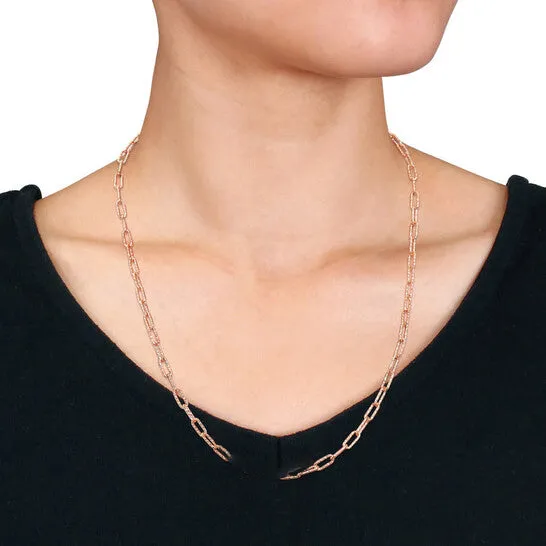 JMS always Necklaces Original AMOUR 35mm Fancy Paper Clip Chain Necklace In Rose Plated Sterling Silver 20 In JMS always Necklaces Original AMOUR 35mm Fancy Paper Clip Chain Necklace In Rose Plated Sterling Silver 20 In