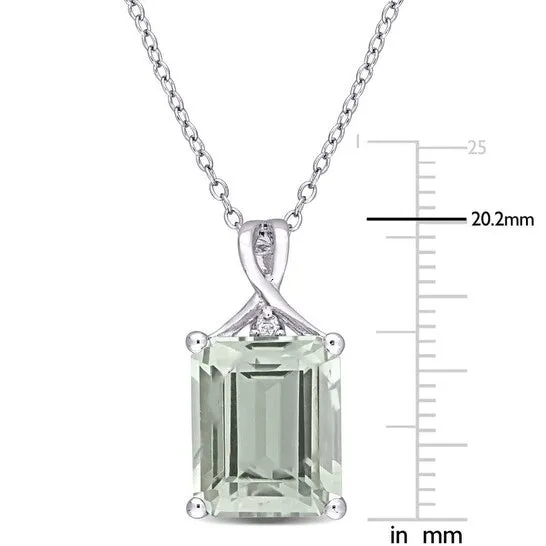 JMS always Necklaces Original AMOUR 5 38 CT TGW Octagon Green Quartz and White Topaz Pendant with Chain In Sterling Silver JMS always Necklaces Original AMOUR 5 38 CT TGW Octagon Green Quartz and White Topaz Pendant with Chain In Sterling Silver