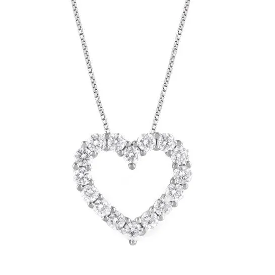 JMS always Necklaces Original Brilliant Diamond 14K White Gold 1 CTTW LAB GROWN Diamond Heart Pendant G SI