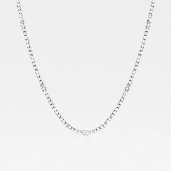 JMS always Necklaces Original Brilliant Diamond 874 cttw 14KT White Gold Prong Setting RadiantCut Lab Grown Diamond Tennis Necklace for WomenVS2