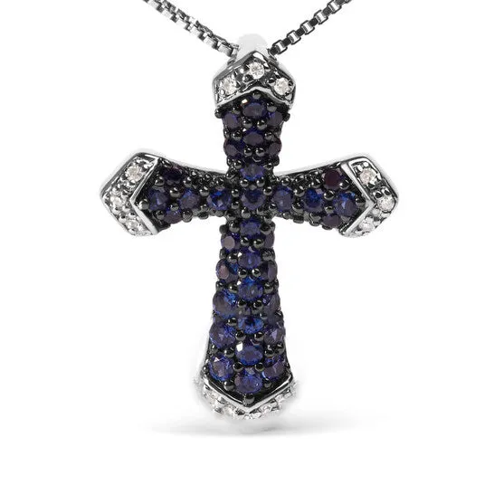 JMS always Necklaces Original Haus of Brilliance 925 Sterling Silver 34 Cttw Created Blue Sapphire and White Diamond Accent Cross Pendant Necklace 18 Inches JMS always Necklaces Original Haus of Brilliance 925 Sterling Silver 34 Cttw Created Blue Sapphire and White Diamond Accent Cross Pendant Necklace 18 Inches