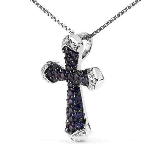 JMS always Necklaces Original Haus of Brilliance 925 Sterling Silver 34 Cttw Created Blue Sapphire and White Diamond Accent Cross Pendant Necklace 18 Inches JMS always Necklaces Original Haus of Brilliance 925 Sterling Silver 34 Cttw Created Blue Sapphire and White Diamond Accent Cross Pendant Necklace 18 Inches