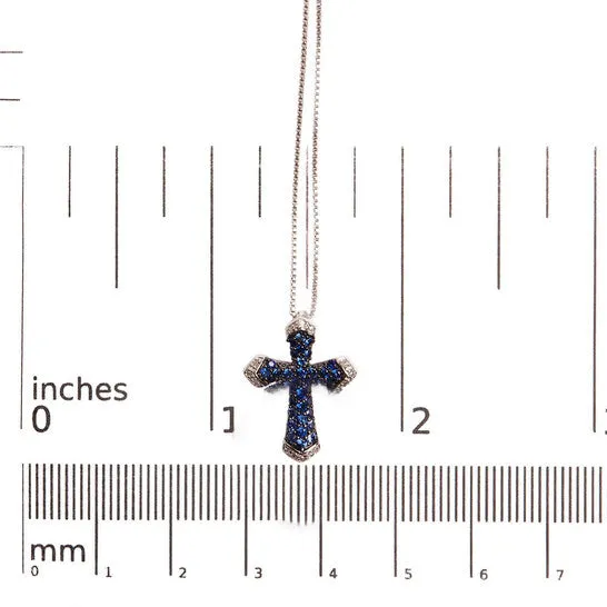 JMS always Necklaces Original Haus of Brilliance 925 Sterling Silver 34 Cttw Created Blue Sapphire and White Diamond Accent Cross Pendant Necklace 18 Inches JMS always Necklaces Original Haus of Brilliance 925 Sterling Silver 34 Cttw Created Blue Sapphire and White Diamond Accent Cross Pendant Necklace 18 Inches