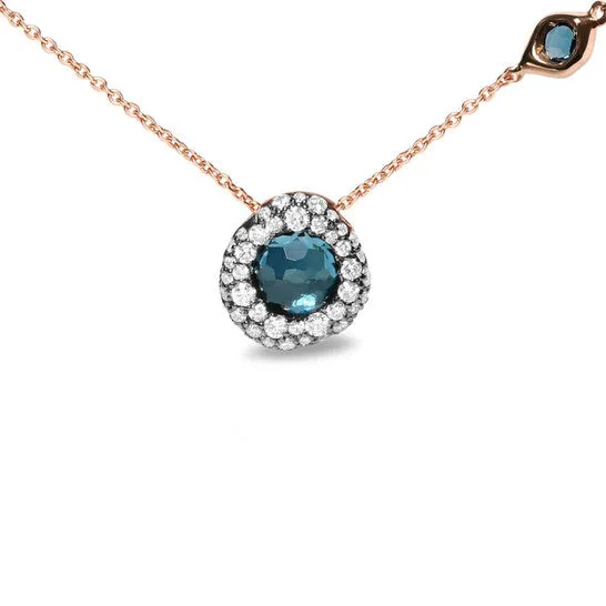 JMS always Original 18K Rose Gold 58 Cttw Diamond and London Blue Topaz Gemstone BezelSet Cluster 18 Station Necklace GH SI1SI2 Necklaces JMS always Original 18K Rose Gold 58 Cttw Diamond and London Blue Topaz Gemstone BezelSet Cluster 18 Station Necklace GH SI1SI2 Necklaces