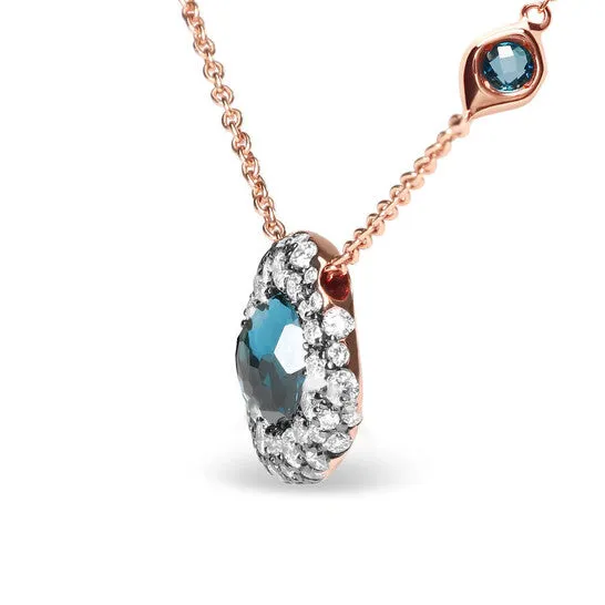 JMS always Original 18K Rose Gold 58 Cttw Diamond and London Blue Topaz Gemstone BezelSet Cluster 18 Station Necklace GH SI1SI2 Necklaces JMS always Original 18K Rose Gold 58 Cttw Diamond and London Blue Topaz Gemstone BezelSet Cluster 18 Station Necklace GH SI1SI2 Necklaces
