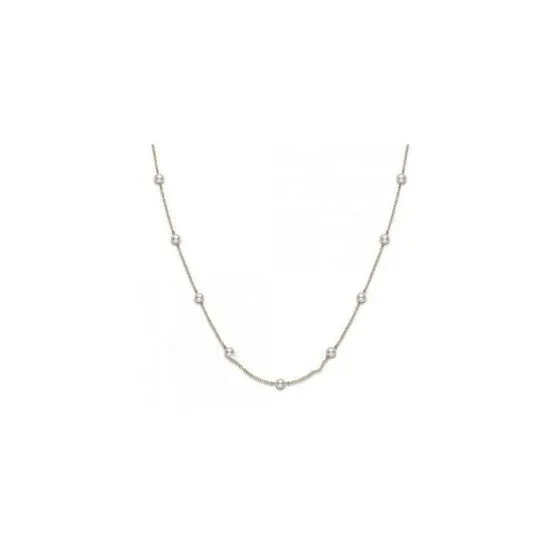 JMS always Original Mikimoto Akoya Pearl Station Necklace with 18K Yellow Gold 18 55mm A PCQ158LK Necklaces
