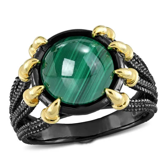 JMS always Rings Original Amour 6 CT TGW Malachite Fashion Ring Yellow Silver Black Rhodium Plated JMS always Rings Original Amour 6 CT TGW Malachite Fashion Ring Yellow Silver Black Rhodium Plated