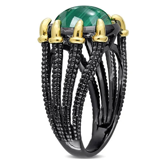 JMS always Rings Original Amour 6 CT TGW Malachite Fashion Ring Yellow Silver Black Rhodium Plated JMS always Rings Original Amour 6 CT TGW Malachite Fashion Ring Yellow Silver Black Rhodium Plated